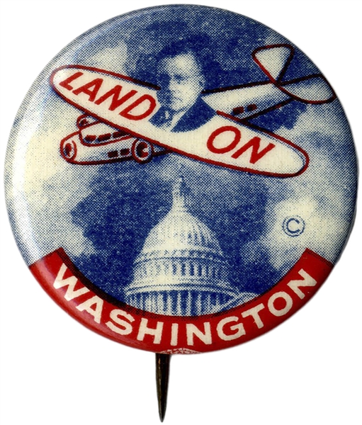 Alf ''Land On'' Washington Button for FDR's 1936 Republican Challenger -- Alf Landon -- Near Fine